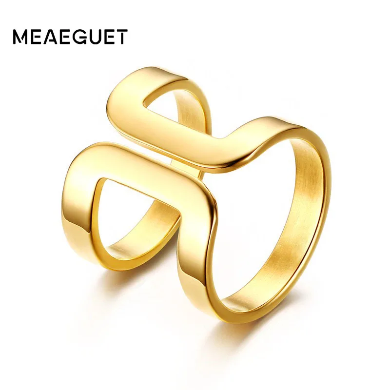 Женское кольцо-миди из нержавеющей стали Золотое модное коктейльное украшение -