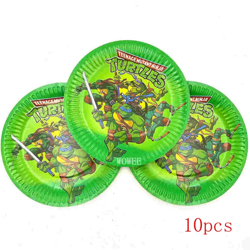 10pc Plate 20 шт./набор, подростковые вечерние салфетки с изображением черепашек-ниндзя, украшения для мальчиков и принадлежности для дня рождения - Цвет: 10pc Plate