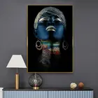 Голубые женские плакаты и принты, абстрактная картина на шею, Картина на холсте для гостиной, домашняя картина для стен, декоративная роспись с HD-рисунком