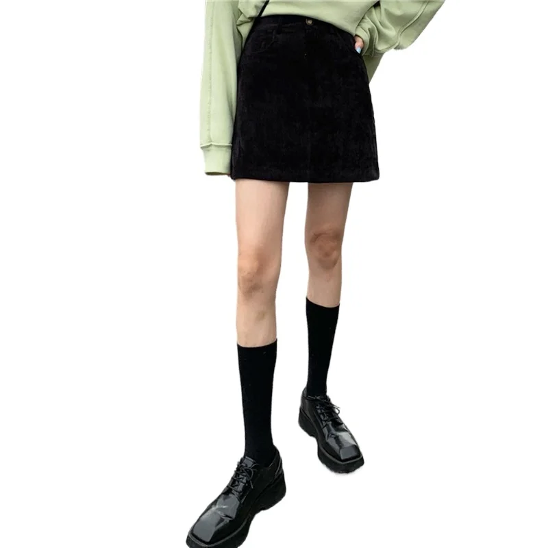 Вельветовая юбка в стиле ретро Корейская версия новинка 2021 летняя тонкая