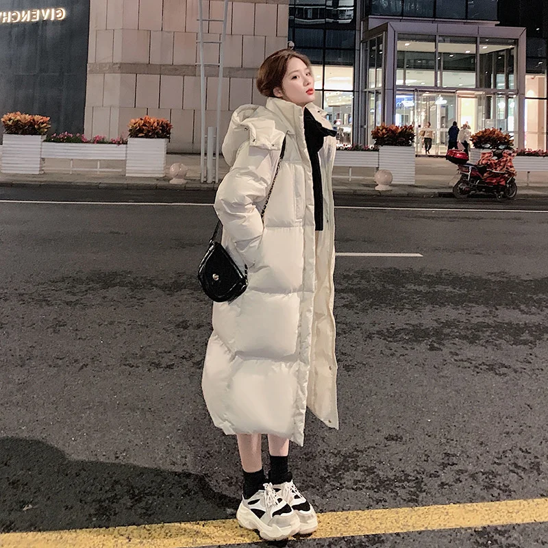 

Winter Jacket Women Black Glossy Surface Cotton Padded Long Oversized Loose Bread Coat Manteau Femme Hiver Ukraine Parka
