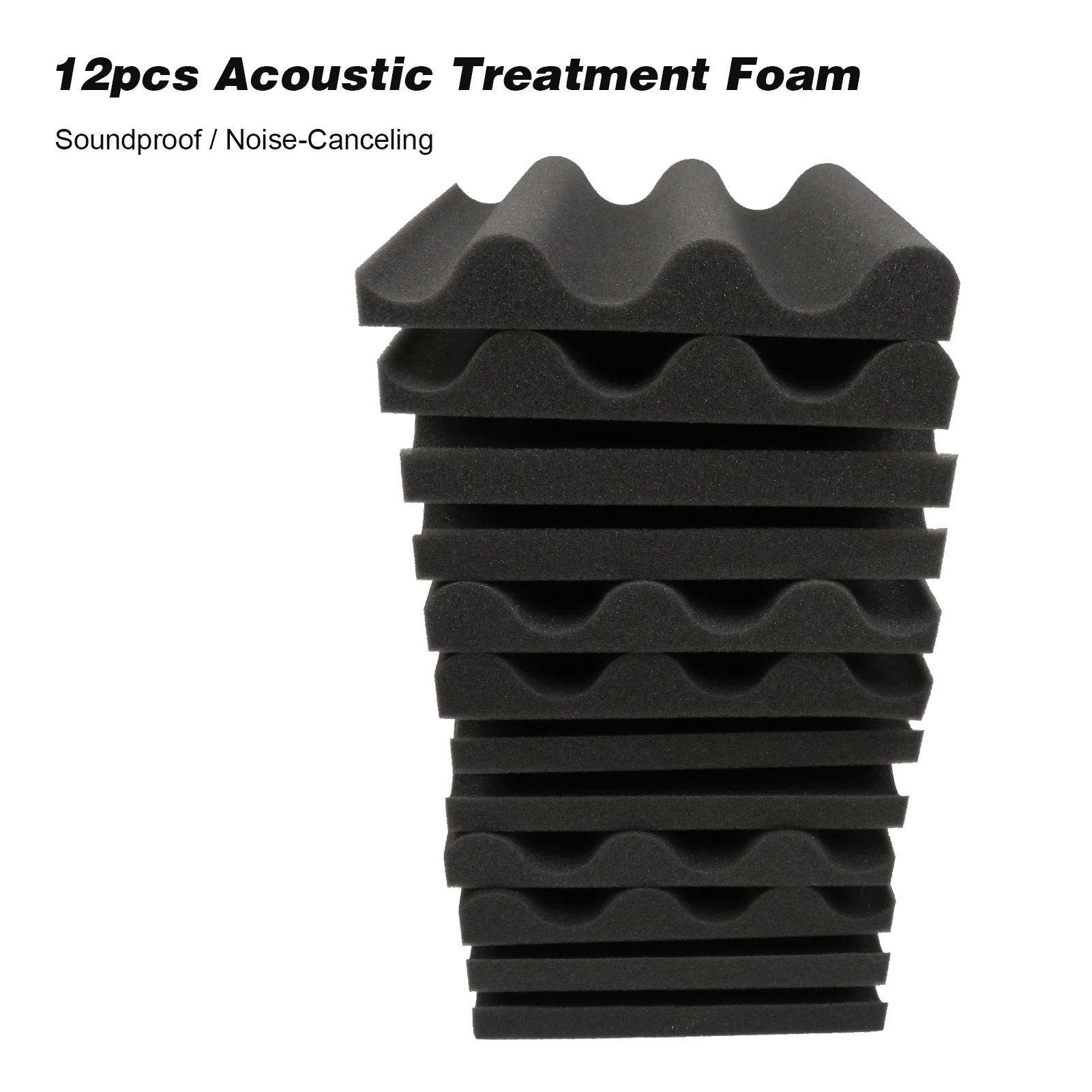 

12pcs Acoustic Treatment Foam Wave Acoustic Foam Panels Soundproof Noise-Canceling Foam Board Studio Setup Interior 30*30*5cm