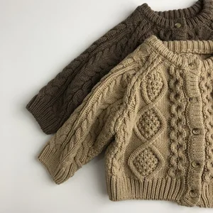 suéteres de un solo pecho para niños y niñas, chaquetas de punto, invierno, 2021