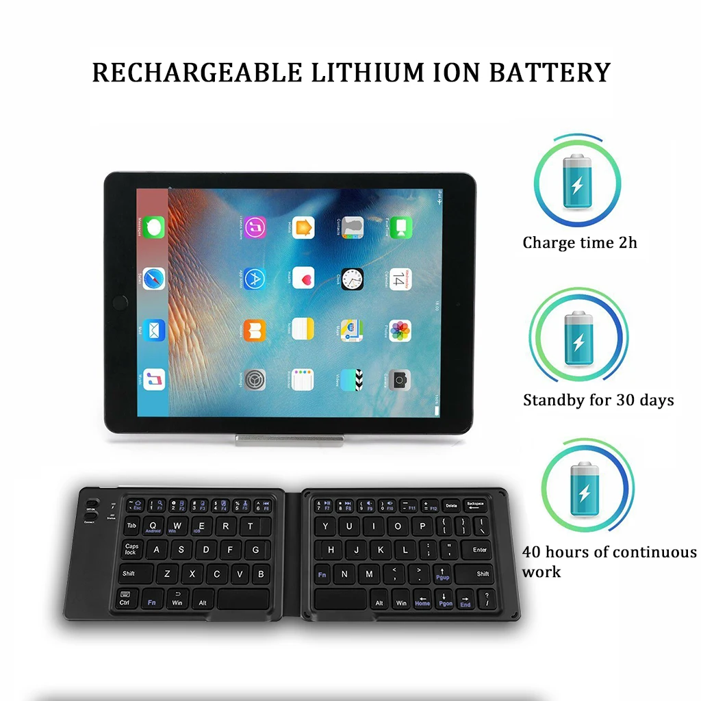 Легкая удобная складная клавиатура Bluetooth 3 0 портативная беспроводная BT для ipad IOS