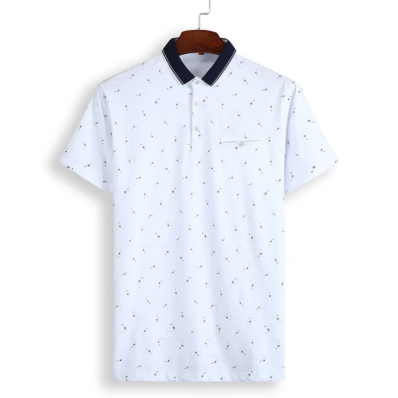 

Summer new men's fattening plus size short sleeve t-shirt men's fat fashion casual Lapel printing short sleeve men's shirt