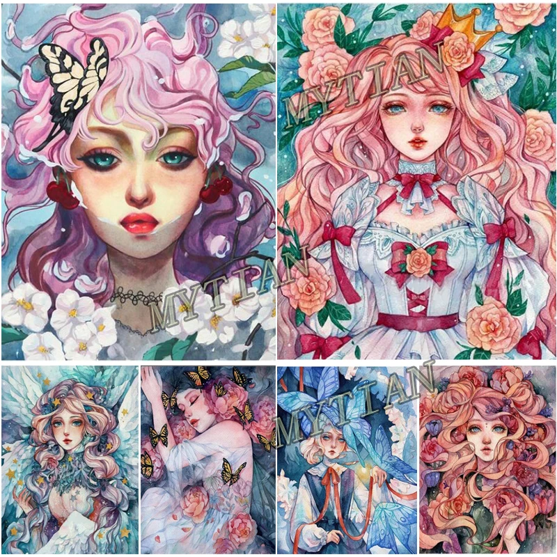 

full square/round drill 5D DIY diamond painting butterfly flower girl Embroidery Pattern cartoon Cross stitch mosaic home decor