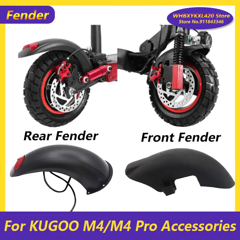 

10 Inch Electric Scooter Front/Rear Mudguard Bracket with Taillight Rear Mud Guard for KUGOO M4/M4 Pro Accessories Parts