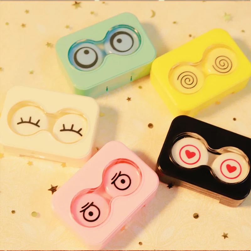 

1pcs Cute Colored Contact Lenses Case Women Girl Contact Lens Case for Eyes Contacts Travel Kit Holder Lens Container