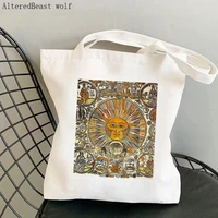 women shopper bag sun zodiacal signs astrology bag harajuku shopping canvas shopper bag girl handbag tote shoulder lady bag