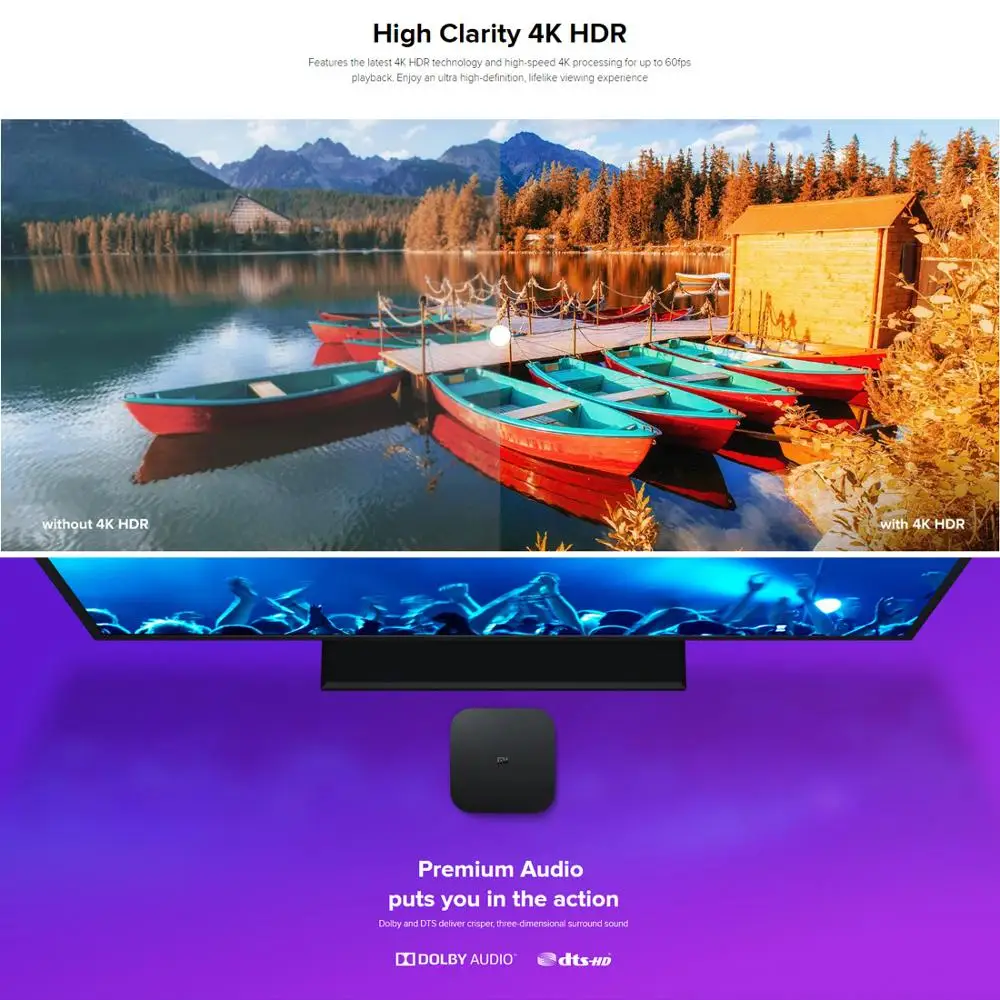 Оригинальный ТВ-приставка Xiaomi Mi Box S 4K HDR Android TV 8 1 2G 8G WIFI Google Cast Netflix IPTV телеприставка
