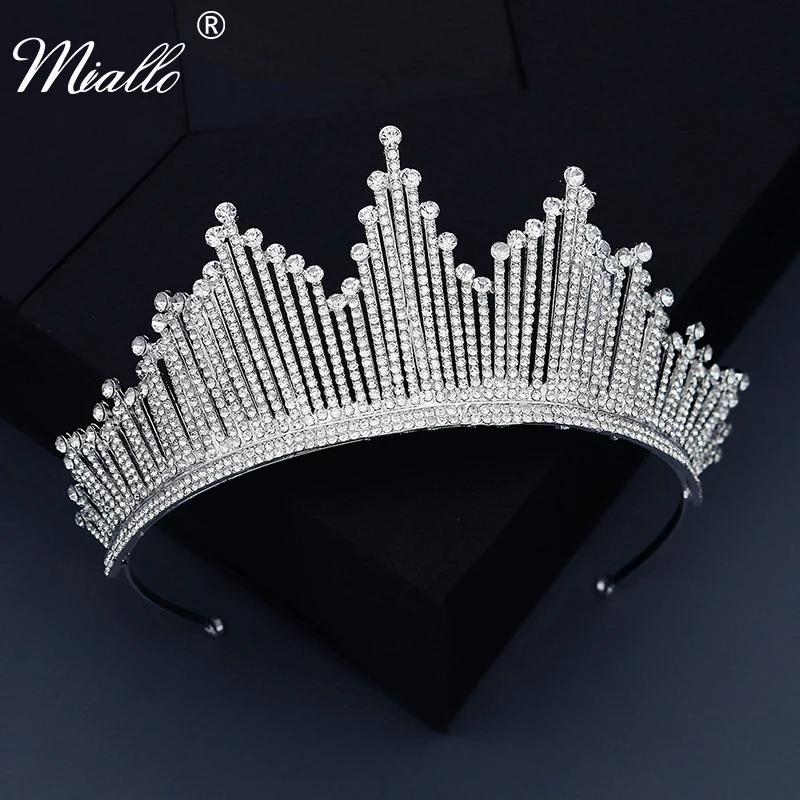 

Miallo Wedding Crown Rhinestone Silver Color Tiaras and Crowns Hair Jewelry Bridal Hair Accessories for Women Party Headpiece