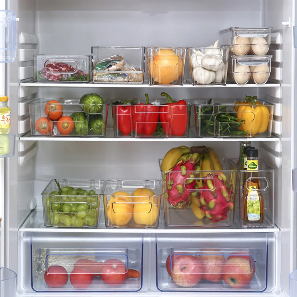 

Органайзер для холодильника Bins, штабелируемые органайзеры для холодильника, ящик для хранения с вырезами, ручки для морозильных шкафов, буф...