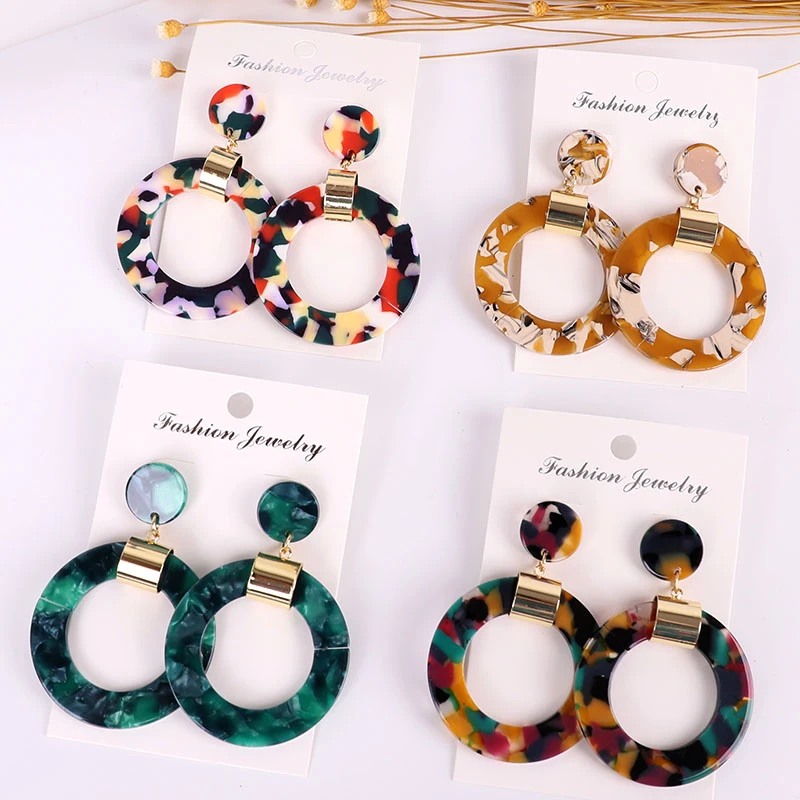 Версия handmadeCC сережки blueearringsblueearrings акриловые серьги женские орнаменты богемные золотые осыпающиеся ретро звезды корейские