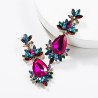 2021 korean statement blue crystal drop earrings for women bohemian steampunk large earrings brincos trend jewelry