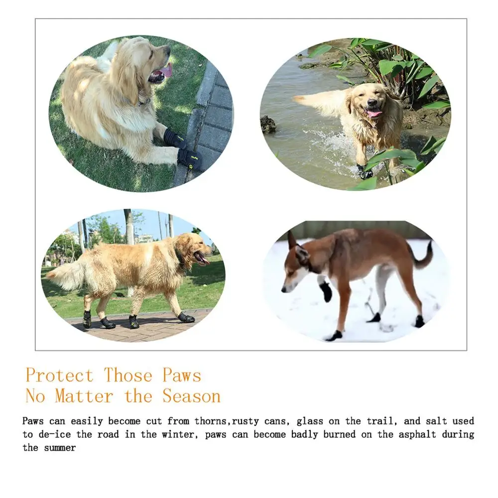 Непромокаемые сапоги для собак средних и больших размеров с отражающей липучкой