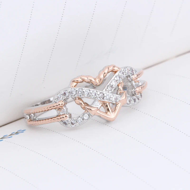 2 цвета розовое золото/Черное золото сладкий стиль сердце тренд Бесконечная