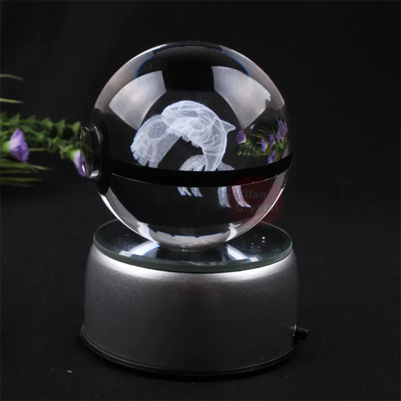 Стиль Pokemon Ball с гравировкой хрустальный шар для подарка с Led светильник - Цвет: kyogre