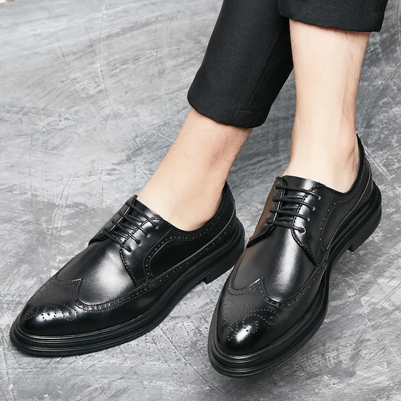 Броги мужские из натуральной кожи брендовая дизайнерская Свадебная обувь туфли