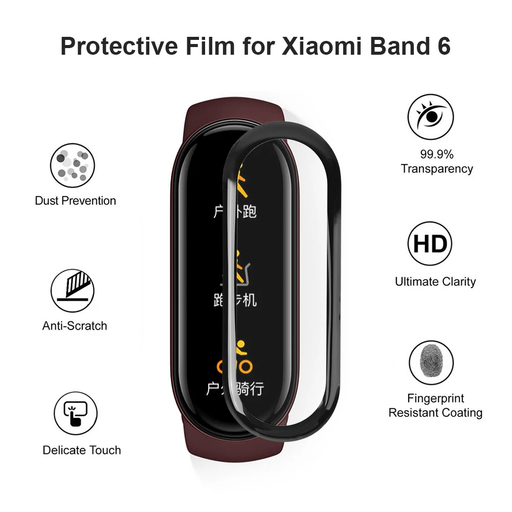 2pcs screen protective films for xiaomi mi band 6 smart watch display 3d composite cover wearable devices accessories free global shipping