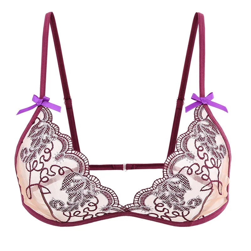 Бюстгальтер и трусики EYE'S QUEEN кружевное Прозрачное нижнее белье с подвязкой