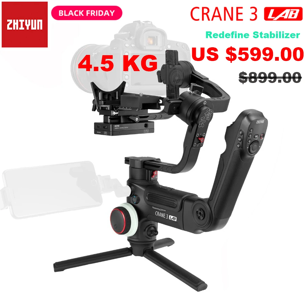 Zhiyun Crane 3 LAB 3-осевой беспроводной FHD Стабилизатор камеры передачи изображения ViaTouch управление ручной карданный стабилизатор для sony Canon DSLR