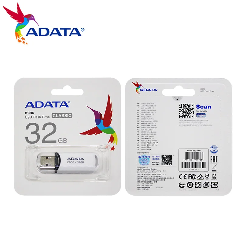 

ADATA USB Pendrive C906 USB 2.0 16GB 32GB Memory Stick Flash Pendrive White U Stick Storage Disk Flash Drive For PC