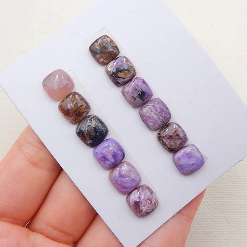 

Wholesale gemstone 12 Pcs Charoite Cabochon set 8x8x3mm,5.1g