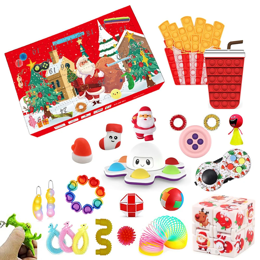 

Календарь для Адвента, Рождественская игрушка с обратным отсчётом, антистрессовая игрушка, набор пузырьков с эффектом пуш, антистресс, сенс...
