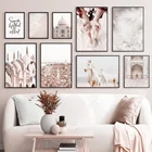 Картина на холсте с изображением лошади, пляжа, девушек, песочного хава-Махала, дворца, скандинавские плакаты и принты, настенные картины для декора гостиной