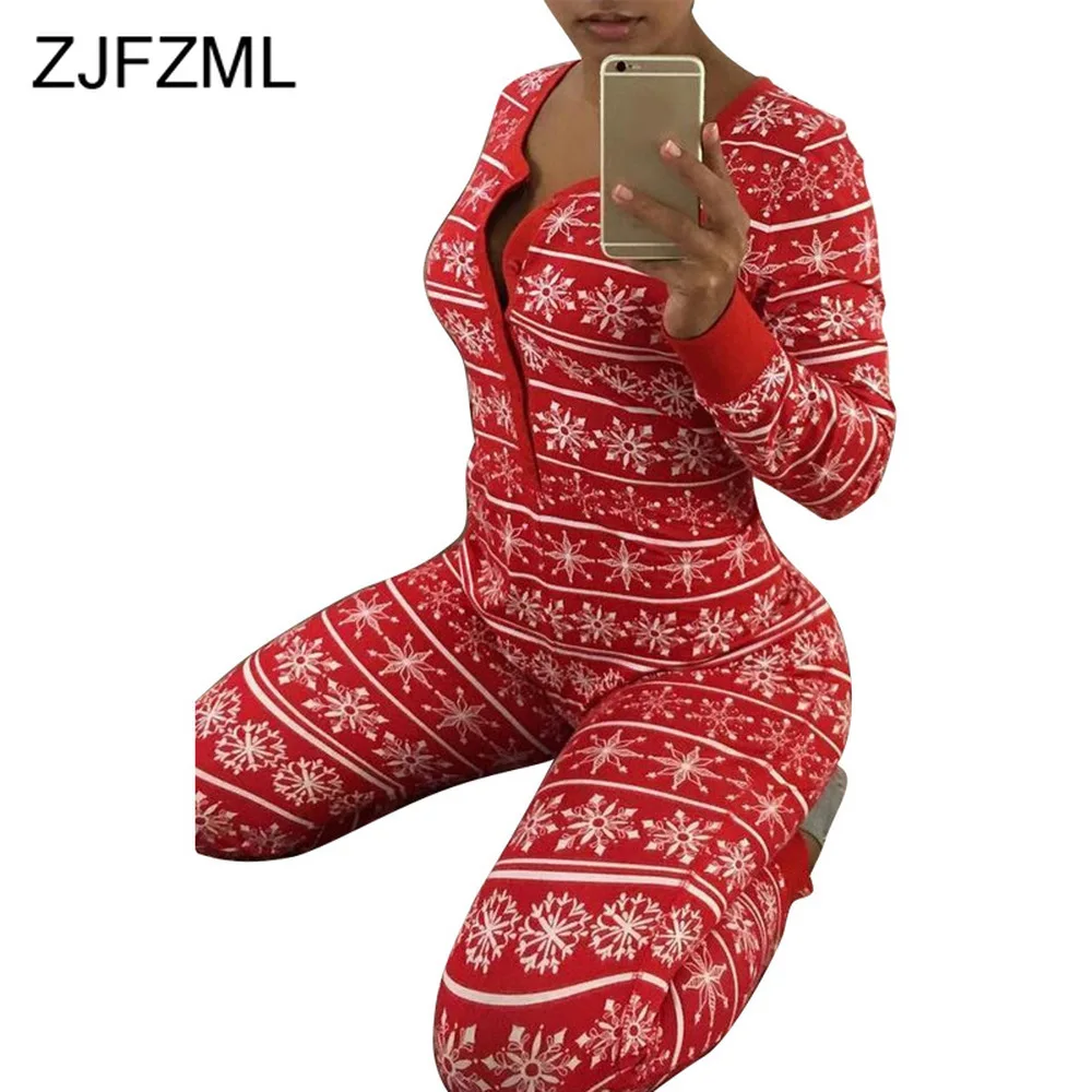 

Snowflake Print Christmas Rompers Womens Jumpsuit Autumn Clothing Deep V Neck Long Sleeve One Piece Overall Party Club Outfits