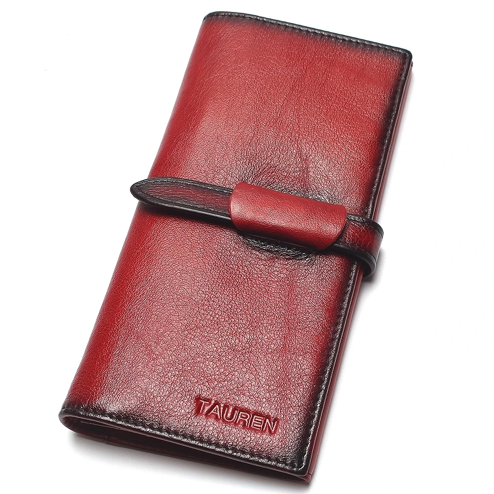 Винтажный Мужской Длинный кошелек из 100% натуральной воловьей кожи с рчид