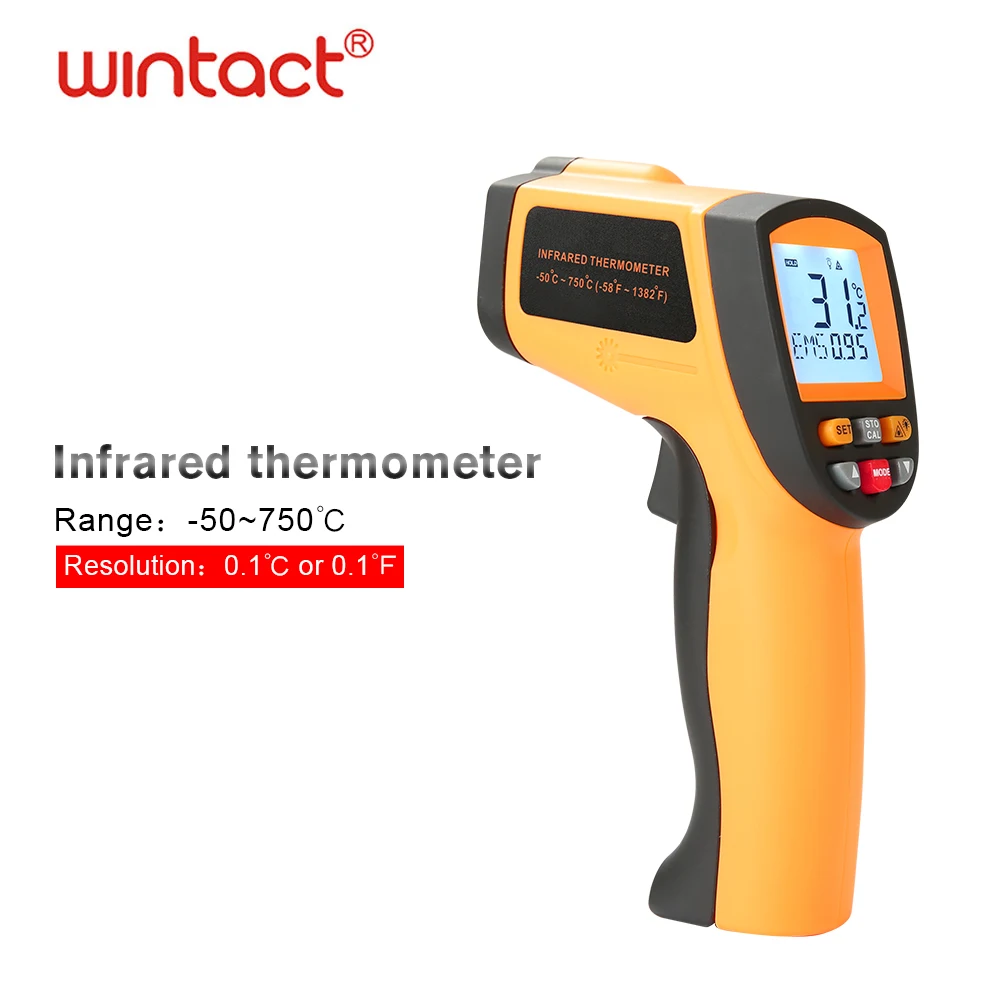 Цифровой лазерный инфракрасный термометр Бесконтактный ЖК ИК пистолет GM700 50 ~ 750C