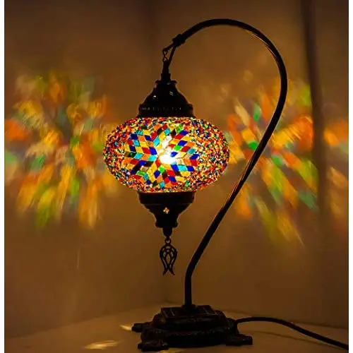 Турецкая лампа LaModaHome с лебединой шеей Марокканская мозаика настольная в стиле