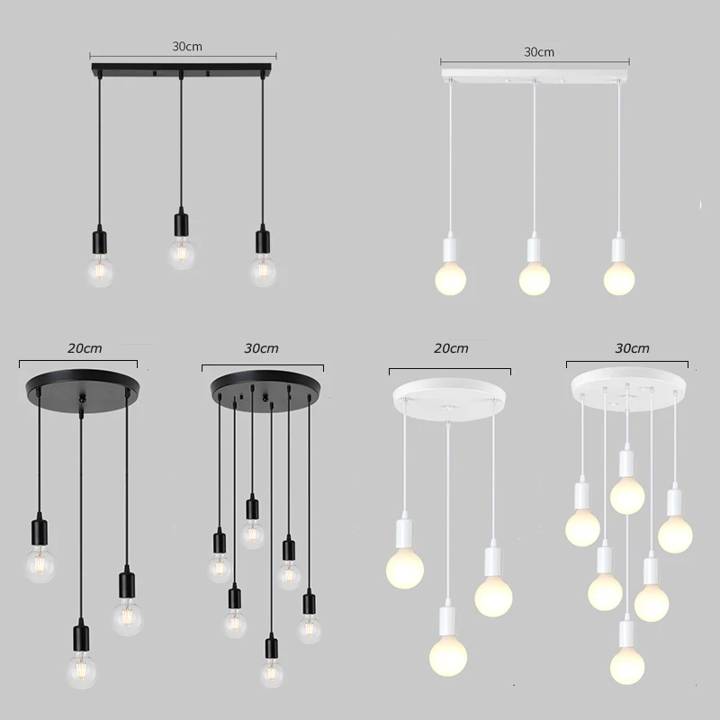 Современные Люстры черно-белого цвета в стиле лофт Регулируемая лампа Эдисона