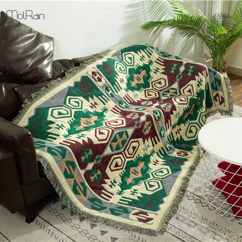Geometric Print Throw Blanket for Beds with Tassels 9 Sizes Blankets Sofacover HIgh Quality Bedspread Tapestry Decorative | Дом и сад