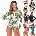 Женский слитный купальник, с принтом, с длинным рукавом, Рашгард для серфинга