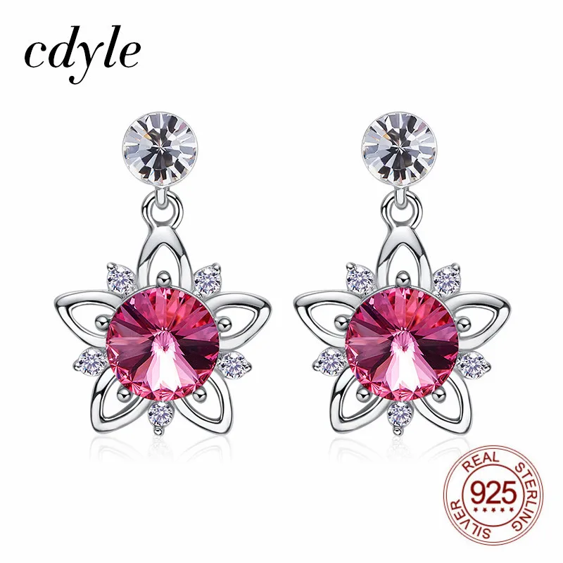 Cdyle Австрийские хрустальные серьги капли с цветком персика Модные женские