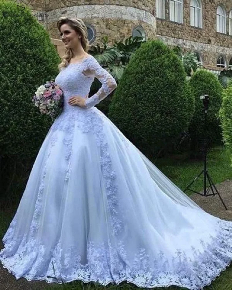 

Роскошное бальное платье, белое платье с длинными рукавами, женское свадебное платье Дубая, арабское платье, свадебное платье