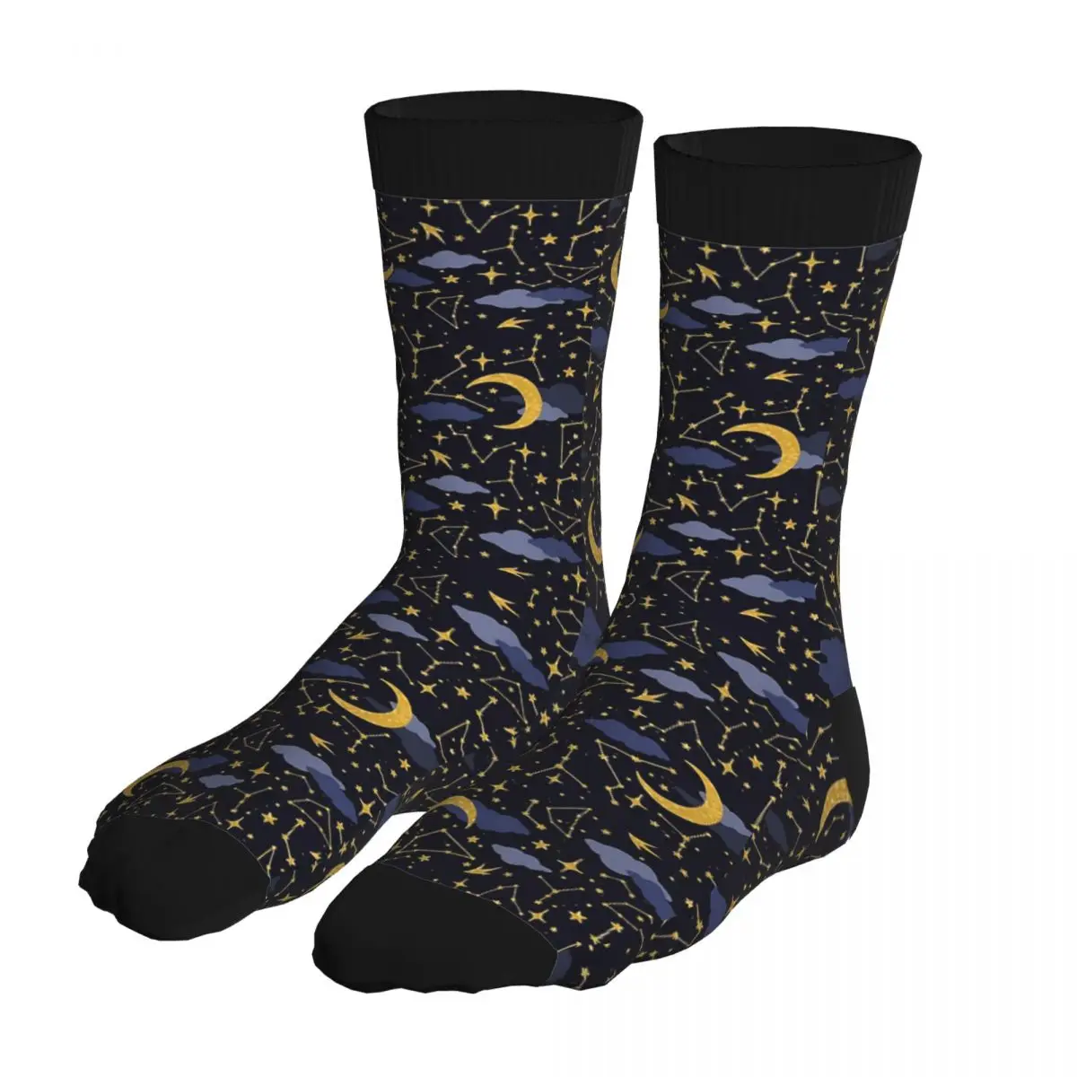 

Celestial Stars And Moons Socks Men 90% Polyester Vintage Middle Tube Socks Winter Magic Witch Gift