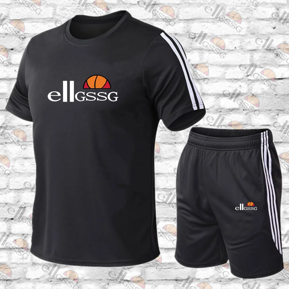 

Men's summer casual sportswear high-quality sports T-shirts and men's fitness workout jogging shorts brand men's 2pcs