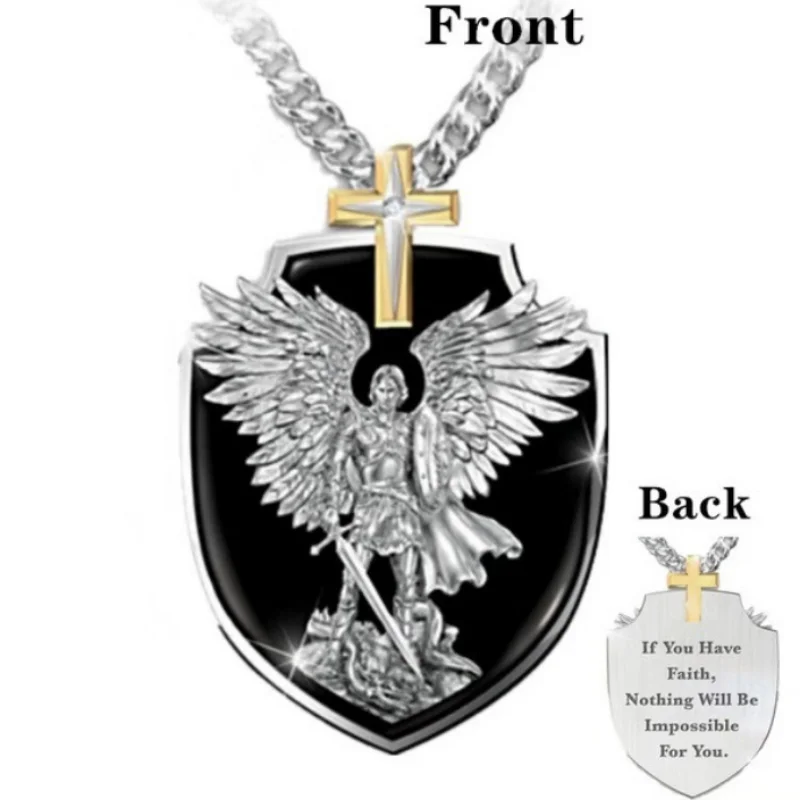 

60pcs/ lote VOVT Brand Religion Cross Knight Wings Shield Retro Male Pendant necklaces for women chains jewelry wholesale