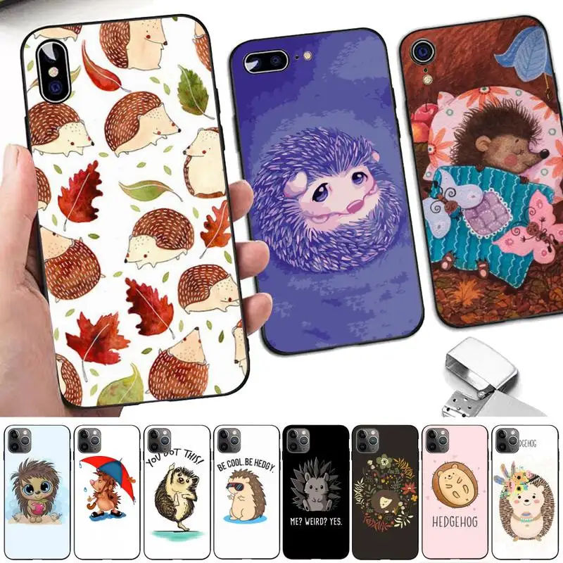 

Kawaii Hedgehog Phone Case for iphone 13 8 7 6 6S Plus X 5S SE 2020 XR 11 12 pro XS MAX