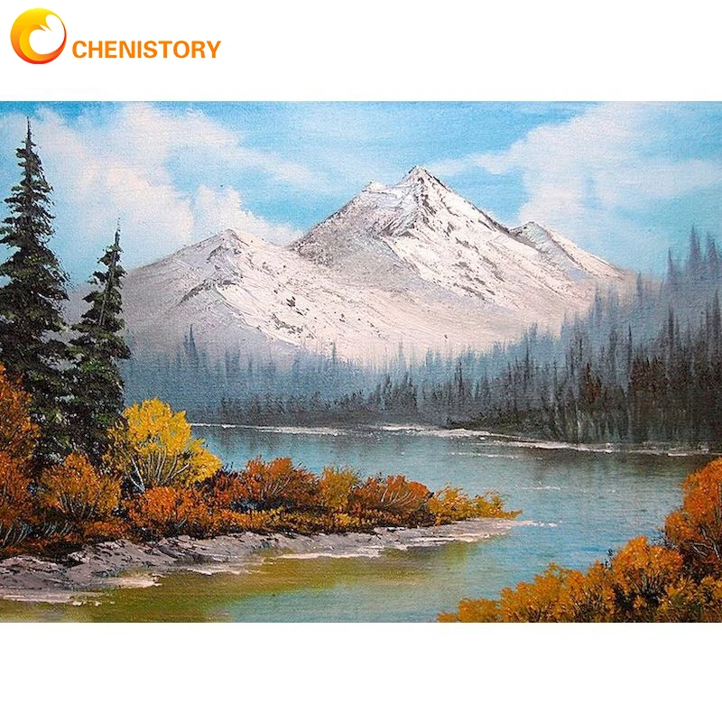 

CHENISTORY Natural Landscape DIY Paint By Numbers Complete Kit Acrylic Paints Kit Canvas Painting For Kids Handicraft Decor Art