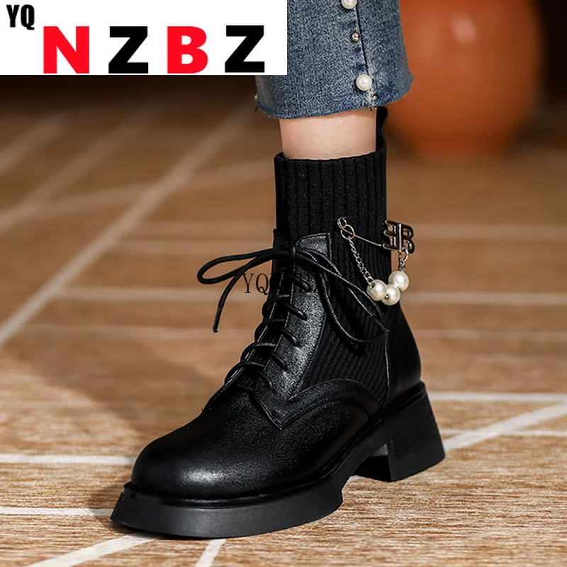 

Women's Ankle Boots Autumn 2021 New Fashion Platform Round Head Cross Lace-up Patent Leather Simple Women's Casual Elegant Boots