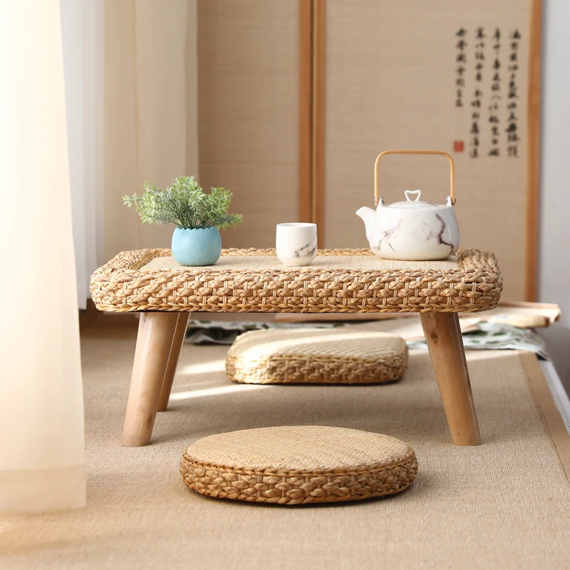 

Japanese Rattan Coffee Table Living Room Minimalist Modern Floor Type Small Side Table Bedroom Balcony Wood Tatami Tea Table