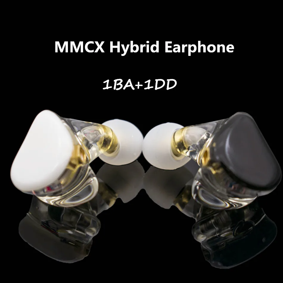 1BA 1DD Black White A3 HIFI 1BA+1DD Hybrid Earphone MMCX Powerful Stereo Hi-Res Earbud Resin Custom Made Headphones DJ Monitor Stage Headset IEM New - Цвет: 1BA 1DD Black White