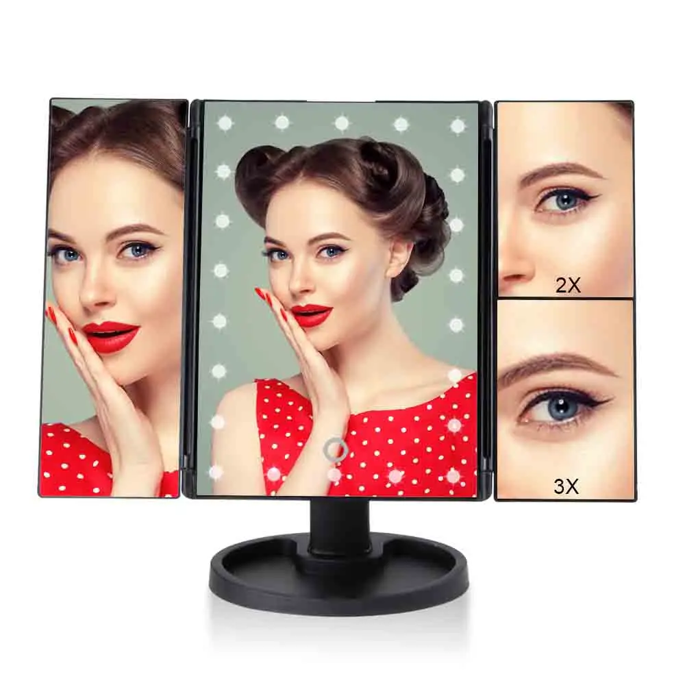 Зеркало для макияжа с 22 светодиодами регулируемое зеркало 1X/2X/3X/10X увеличительным
