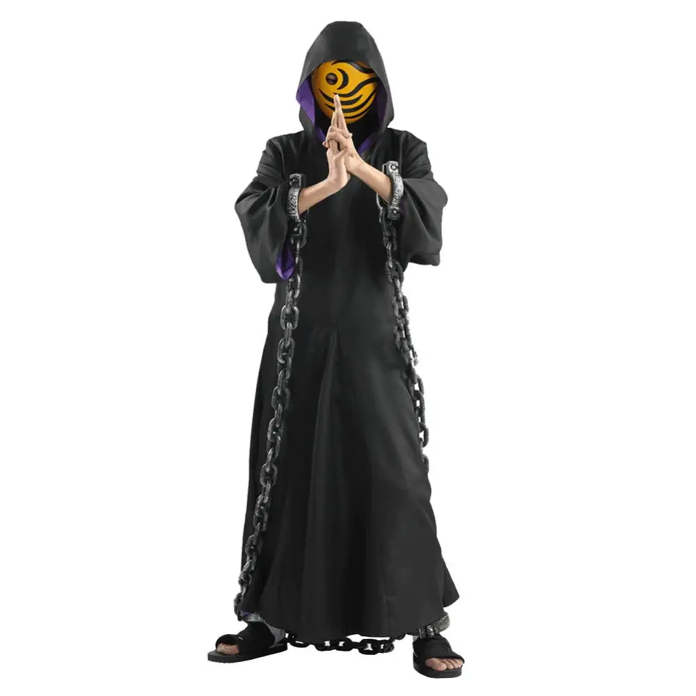 Черный костюм смерти длинный халат с широким рукавом и капюшоном платье