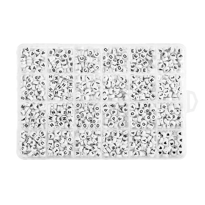 

1 Set 24 Colors 2mm Colored Small Glass Beads & 1 Set A-Z Acrylic Letter Beads 26 English Letters Beads