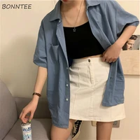blouses women boyfriend minimalist ol style summer short sleeve feminina blusas tops chic korean all match trendy womens shirts